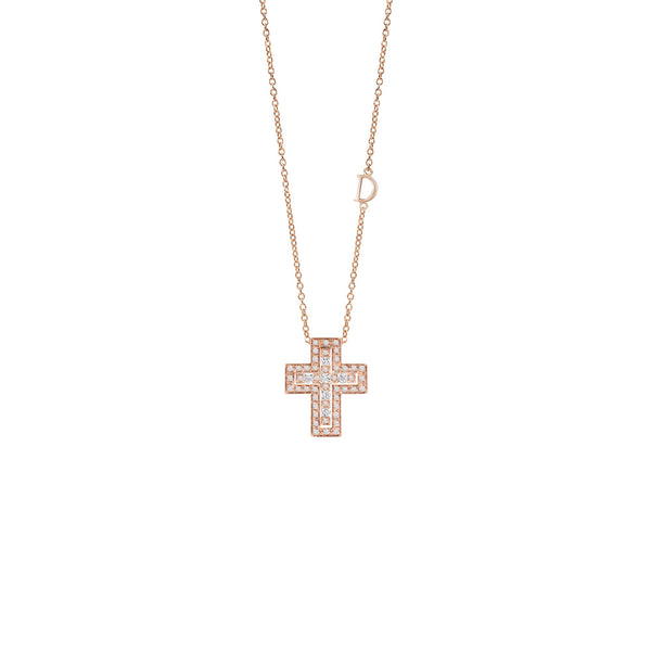 Belle Époque Pink Gold and Diamonds Necklace, 19x16mm